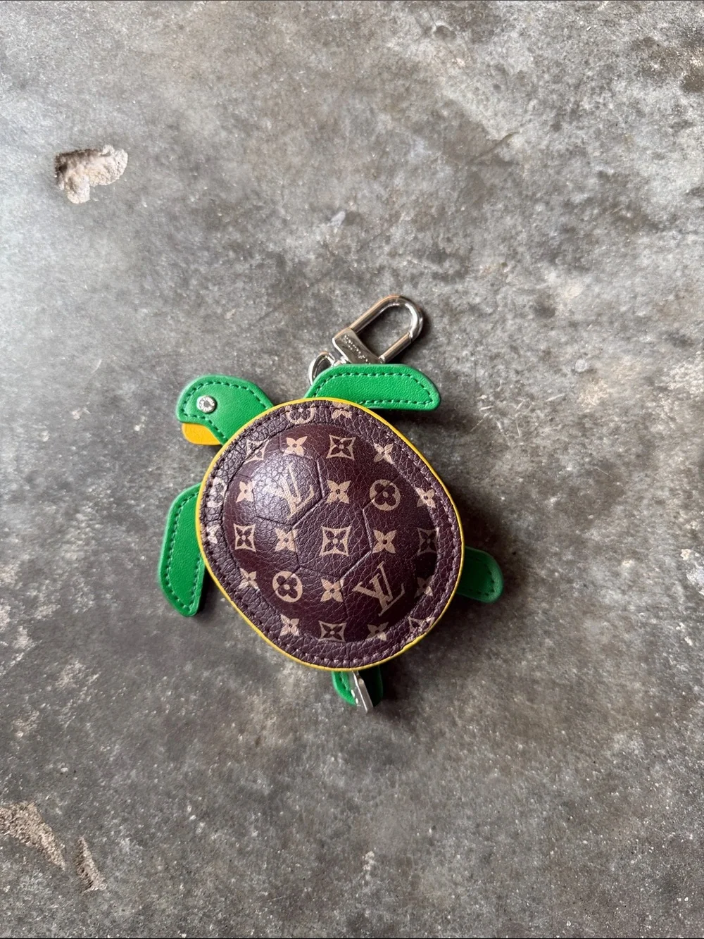 Louis Vuitton Brown Monogram Turtle Charm with Green and Yellow Accents